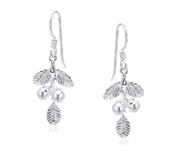 Leaf with Pearl Silver Earring STS-5950